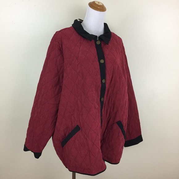 NWT BOB MACKIE QVC Brick/Rust Black Trim Diamond Weave Stitch Button Jacket